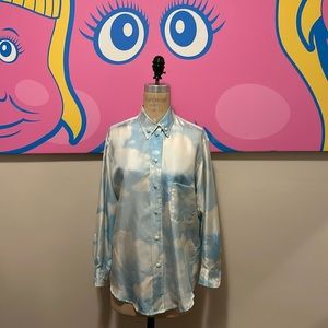 Moschino Chea Chic Blue White Clouds Silk Blouse